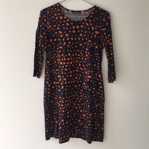 Marimekko Blue and Orange Cotton Dress Size S